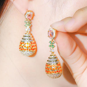 Nessa อุตสาหกรรมหนักฝังสีเพทายเต็มเจาะ<span class=keywords><strong>สาม</strong></span><span class=keywords><strong>มิติ</strong></span>รอบBobble Ballต่างหูเครื่องประดับเพทาย N2401030 - Product Image 5