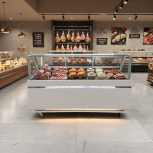 Vitrine réfrigérée pour aliments cuits, en verre, à angle droit, avec système de refroidissement par air, <span class=keywords><strong>corps</strong></span> blanc - Product Image 1
