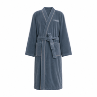 Robe Kimono Unisexe Col Revers Deux Faces Bleu Marine Confortable et Doux pour la Peau Idéal pour le Matin et les Fêtes Longueur Mi-Mollet pour Femme