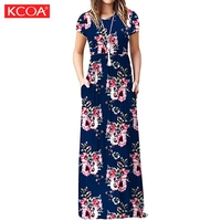 Robe élégante pour femme à col rond, taille élastique, motif floral, vente en gros