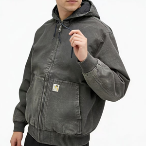 Vêtements <span class=keywords><strong>de</strong></span> <span class=keywords><strong>travail</strong></span> pour hommes, style décontracté d'hiver, en toile épaisse, col rabattable Detroit, fermeture éclair interstellaire, coupe-vent, avec logo sur le devant - Product Image 3