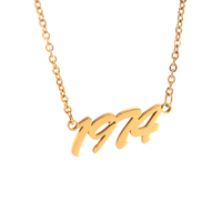 Collier personnalisé en argent Sterling 100% pur 925 plaqué or 14k, pendentif année de naissance, plaque de nom