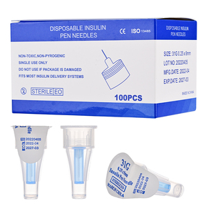 Venta al por mayor de agujas de <span class=keywords><strong>pluma</strong></span> de <span class=keywords><strong>insulina</strong></span> veterinaria envasadas individualmente 31G 8mm estéril desechable uso adulto Jiangsu origen veterinario - Product Image 1
