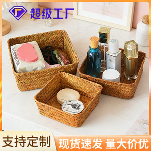 Woven Storage <b>Basket</b> <b>Square</b> Handmade Natural Rattan Organizer For Cosmetics And Gifts Small Medium Large Sizes - Product Image 5