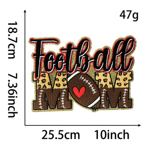 Top Quality Heat Press Die Cut Large 3D Mama Letter Football Pattern Logo Colorful <b>Sew</b>/Iron <b>On</b> Custom Chenille <b>Patch</b> - Product Image 4