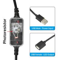 Interrupteur à capteur de lumière USB DC 3.7-24V, capteur de lumière jour/nuit, câble de capteur de lumière automatique pour plafonniers, couloirs, bandes LED