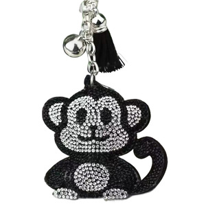 Kim cương khỉ keychain Bling Bling pha lê Rhinestone Mặt dây chuyền dệt kỹ thuật động vật vòng chì<span class=keywords><strong>a</strong></span> khó<span class=keywords><strong>a</strong></span> lợn mô hình quyến rũ Bling Keychain - Product Image 2