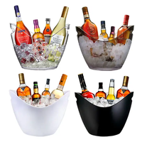 Seau à glace en forme de lingot transparent en plastique AS matériel bar de fête double poignée seau à bière champagne pour la fête