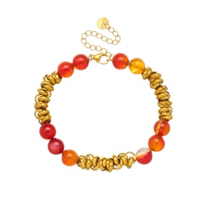 Fashion Gold Plated <b>Red</b> Resin Beaded Chain <b>Bracelet</b> Zinc Alloy Unisex Jewelry B1971 - Product Image 5