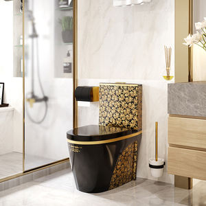 Toilettes en Toile <span class=keywords><strong>de</strong></span> céramique noire et <span class=keywords><strong>argent</strong></span>ée, vente directe <span class=keywords><strong>d</strong></span>'usine, toilettes en une pièce, Commode - Product Image 5