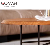 Wabi Sabi Table basse en bois massif écologique faite à la main avec pied en fer et dessus de table en orme pour le salon