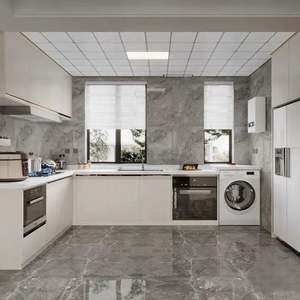 Armoires de cuisine classiques noires et blanches haut de gamme personnalisées, conception tout-en-un pour villas et appartements élégants, couverts résidentiels - Product Image 3