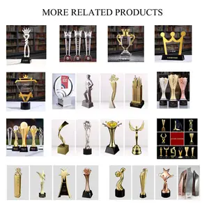 Hitop Wholesale World Popular Crystal Base Trophy Cup Home Decor Zinc Alloy Metal Diamond Sports Gold Trophy Award