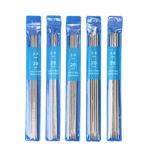20cm 2-5.0MM Stainless Steel Double Pointed Straight Knitting Needles
