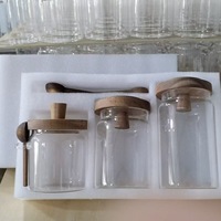 Pot en verre hermétique avec couvercle en bois d'acacia pour le stockage de grains de café, de thé et de céréales, idéal pour le dropshipping transfrontalier