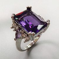 Bagues en alliage plaqué argent ZhuQian avec zircon violet mystérieux incrusté, pour femmes, délicates, pour fêtes, mariages, romantiques, vente en gros