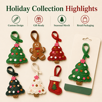Llavero de cuero personalizado de Navidad, colgante para bolso de cuero, logotipo 3D, OEM ODM, mercancía navideña para pedidos de marcas globales