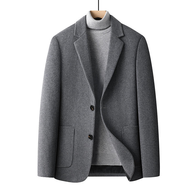 Autumn Winter Slim Fit Woolen Blazer Men's Fashion Wool Suit Jacket Casual  Button Jacket Coat