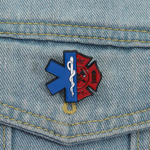 EMS Medical Emaille Pin Feuerwehr mann Rettung Brosche Revers Abzeichen Ersthelfer Schmuck Geschenk für Freunde - Product Image 1