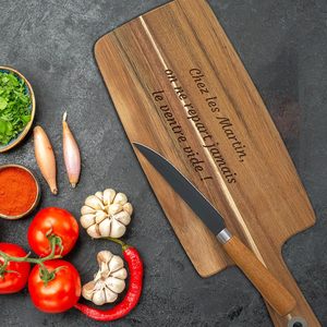 <span class=keywords><strong>Planche</strong></span> à apéritif personnalisable en bois d'acacia, texte gravé, 4 motifs, passe au lave-vaisselle, épaisseur 1,5 cm, logo personnalisé, taille sur mesure - Product Image 6