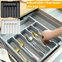 Organisateur de tiroir de cuisine extensible et réglable pour cuillères, fourchettes, couteaux et ustensiles de cuisine