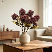 Vente en gros de 3 têtes de fleurs de skimmia en plastique, baies artificielles, branches de baies pour la décoration de la maison, des tables de mariage et de Noël