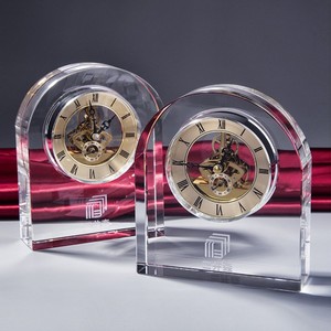 Quảng Châu Bán Buôn K9 Rõ Ràng Trống Pha Lê Bàn Đồng Hồ Tùy Chỉnh Nhà Hình Dạng Hình Chữ Nhật Vàng Cao Quý Pha Lê Bàn Đồng Hồ - Product Image 2