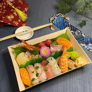 Fiambrera Bento de Sushi de madera desechable personalizada <span class=keywords><strong>para</strong></span> <span class=keywords><strong>llevar</strong></span>, cajas de repostería pequeñas de madera - Product Image 4