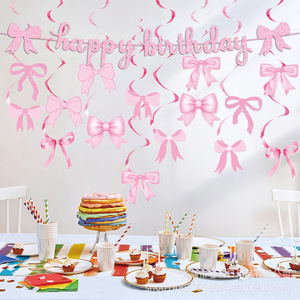 Kit de décoration transfrontalier pour fête d'anniversaire avec guirlande de nœuds, fournitures pour fille d'honneur, nœuds en spirale rose, bleu, noir, en plastique et papier, facile à assembler - Product Image 2