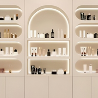 Présentoir en bois GZowin pour parfums et soins de la peau avec éclairage LED, dimensions personnalisables, durable, pour magasins de cosmétiques