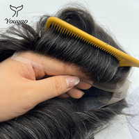 Prothèse capillaire pour homme Versalite, base en PU avec dentelle suisse, ligne de cheveux invisible, aspect naturel, pour usage professionnel et quotidien