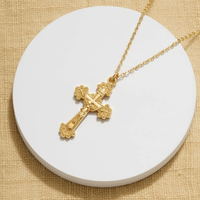 Elegante Boho Jungfrau Maria Kreuz-Anhänger Halskette für Damen, Dünne Gliederkette, Täglicher Outfit-Schmuck, Direktverkauf ab Werk