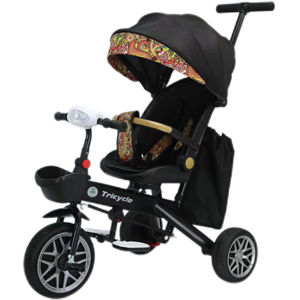 Vente en gros d'usine, vélos à trois <span class=keywords><strong>roues</strong></span> en acier à haute teneur en carbone pour enfants, 4 en 1, ticycle, poignée de poussée réglable, ceinture de sécurité à trois points, auvent - Product Image 2