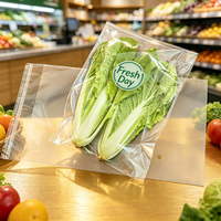 Sacs en plastique transparents personnalisés avec fermeture autocollante, sacs d'emballage pour légumes, sacs en plastique transparents respirants avec trous et fermeture autocollante