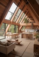 Maison dans les arbres en forme de A avec 2 chambres et terrasse, structure en acier galvanisé préfabriquée, design triangulaire au style unique