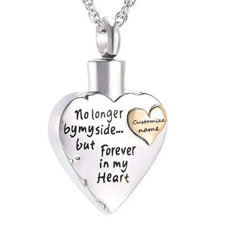 GT 2022 Wholesale No Longer By My Side Forever in My Heart Urn Pendant Necklace for Ashes Grandma Grandpa Mom Dad Papa Nana