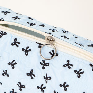 Borsa per il trucco da donna con motivo a fiocco floreale e gonfio wahuu con cerniera in stile caramella con cerniera custodia cosmetica con Logo rosa Make up Bag personalizzata - Product Image 5