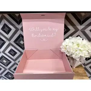 Custom Brand Name Will you be my Bridesmaid Gift Box For Dress evening party dances ball Wedding Dress Packaging Paper Box