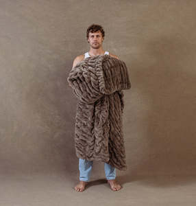 Chăn lông giả mềm mại, họa tiết jacquard, kiểu dáng thỏ, chất liệu lông thú giả, dùng cho ghế sofa, giường, mùa đông - Product Image 5