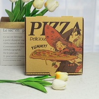 Boîte à pizza en kraft recyclable robuste avec logo personnalisé, fermeture à rabat, emballage pour la livraison de nourriture, imprimé