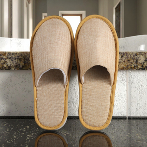 Fengshang üretici toptan tek kullanımlık çevre dostu keten terlik ev misafirperverliği ve oteller için otel olanakları - Product Image 6