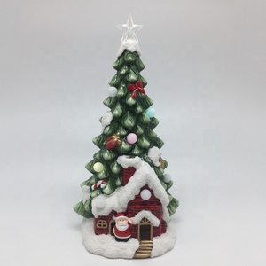 Decorazione natalizia per la casa e <span class=keywords><strong>il</strong></span> giardino verde <span class=keywords><strong>albero</strong></span> di natale smaltato con piccola campana e luce a led in ceramica - Product Image 4