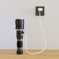 Lampe torche rechargeable en aluminium haute puissance Wason 50W, lampe torche portative antidérapante en silicone avec lanterne LED centrale