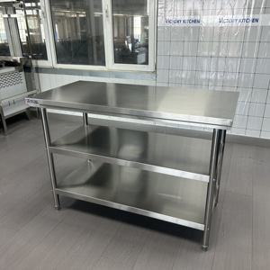 VICTORY KITCHEN comercial superventas Acero inoxidable 3 capas banco de trabajo con backsplash equipo de panadería para restaurante - Product Image 2