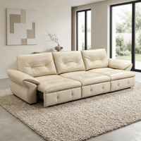 Sofá Cama de Cuero Multifuncional Moderno KMJ, Sofá Reclinable de 3 Plazas, Sofá Eléctrico