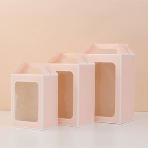 Sac d'emballage pour poupée, sac cadeau avec fenêtre transparente, souvenir de fleurs, boîte cadeau créative creuse, sac fourre-tout pour bouquet de poupées - Product Image 4