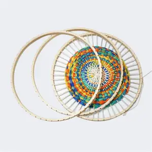 Tapestry macrame wall hanging decoration custom diy round craft wood frame toy wooden weaving loom knitting tools