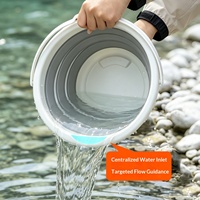 Ember Lipat Plastik Rumah Tangga Portabel Asrama Perjalanan Luar Ruangan Memancing Cuci Mobil Lipat Kapasitas Besar 10L
