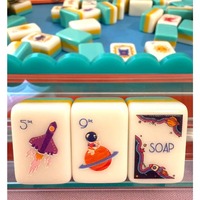 Mahjong américain très vendu, ensemble de mahjong américain en acrylique bleu à 3 couches, 160 cartes, jeu de casino, divertissement pour adultes
