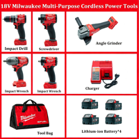 Ensemble d'outils électriques 5 en 1 compatible avec Milwaukee 18V, réparation automobile, bricolage, entretien ménager